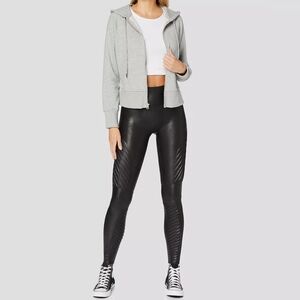 SPANX  Women’s Faux Leather Moto Leggings Black Slimming Size Small